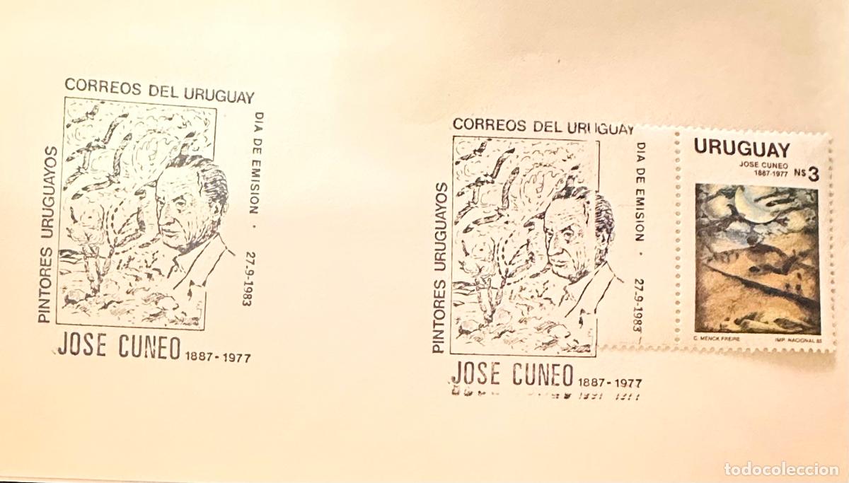 Sellos: CMI) 1983. URUGUAY. STAMP URUGUAYAN PAINTERS JOS&Eacute; CUNEO. COVER WITH PORTRAIT. FDC. DOMESTIC MAIL. XF
