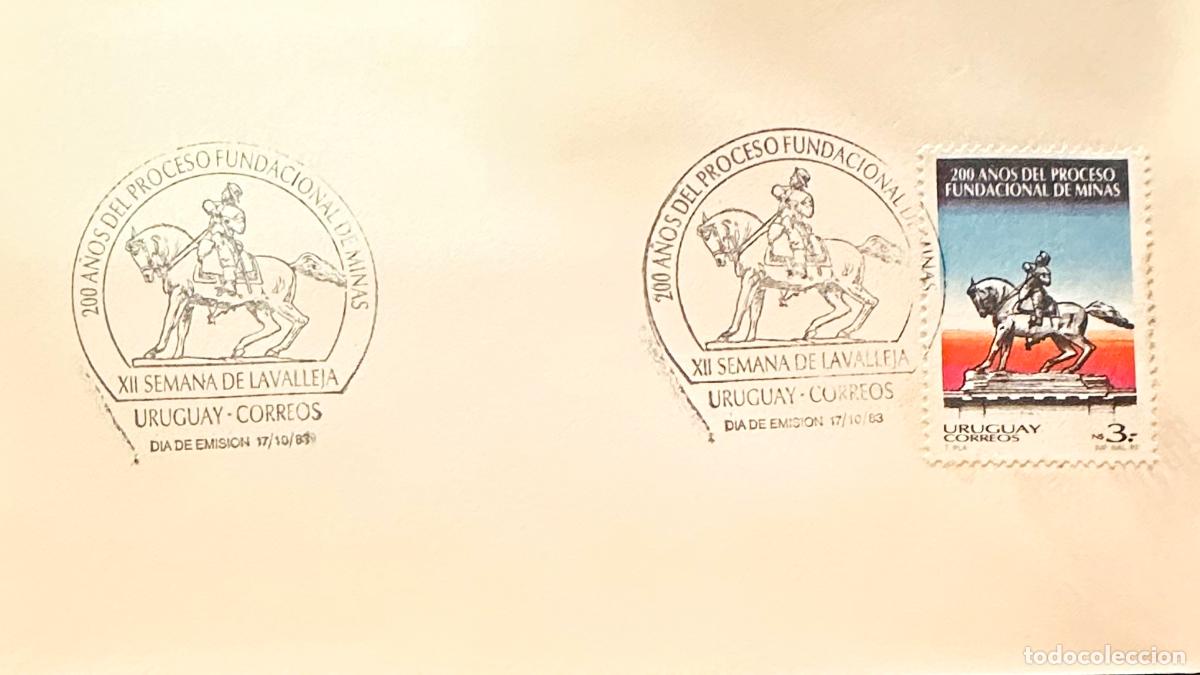 Sellos: CMI) 1983. URUGUAY. STAMP MINAS FOUNDATIONAL. COVER WITH MILITARY RIDER. FDC. DOMESTIC MAIL. XF