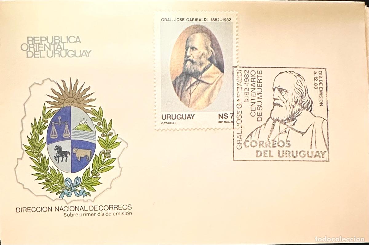 Sellos: CMI) 1983. URUGUAY. STAMP GRAL JOSE GARIBALDI. COVER WITH FACE ENGRAVING. FDC. DOMESTIC MAIL. XF