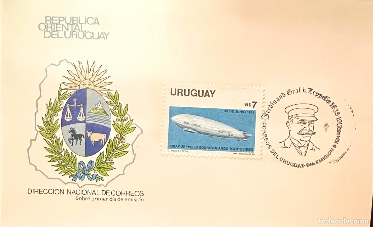 Sellos: CMI) 1983. URUGUAY. STAMP GRAF ZEPPELIN AIRSHIP. COVER WITH FACE ENGRAVING. FDC. DOMESTIC MAIL. X