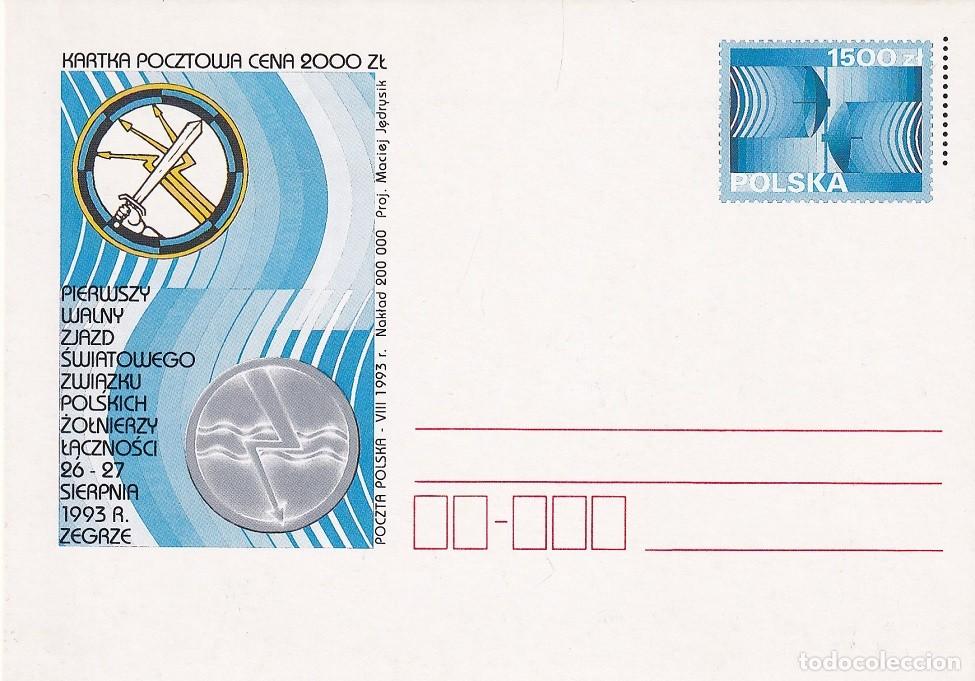 Sellos: Entero postal Polonia 1993 - I Congreso general Asociaci&oacute;n mundial soldados comunicaciones polacos