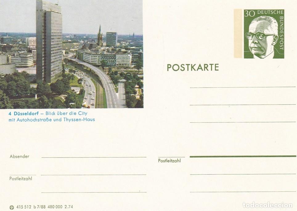 Sellos: Entero postal Alemania 1988 - D&uuml;sseldorf Edificio Thyssen-Haus - Vista ciudad y autopista elevada