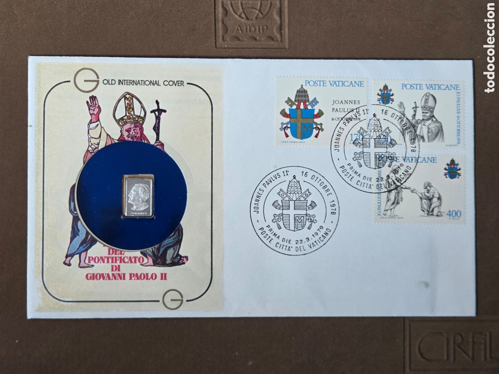 Francobolli: LINGOTE PLATA PURA 1 GRAMO EN SOBRE PRIMER D&Iacute;A VATICANO