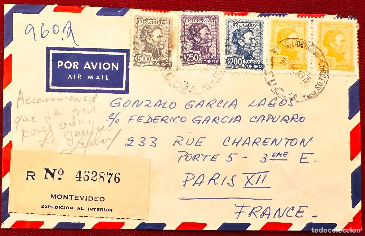 Sellos: CMI) 1960. URUGUAY. PORTRAITS OF JOSE ARTIGAS. SHIPPED TO FRANCE. XF