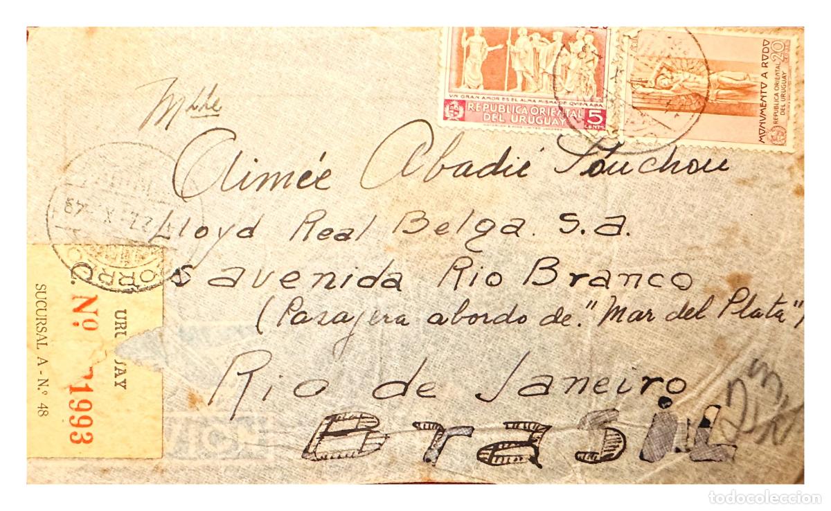 Stamps: CMI) 1937. URUGUAY. CLASSICAL SCENE ILLUSTRATION AND RODO. SHIPPED TO BRAZIL. XF