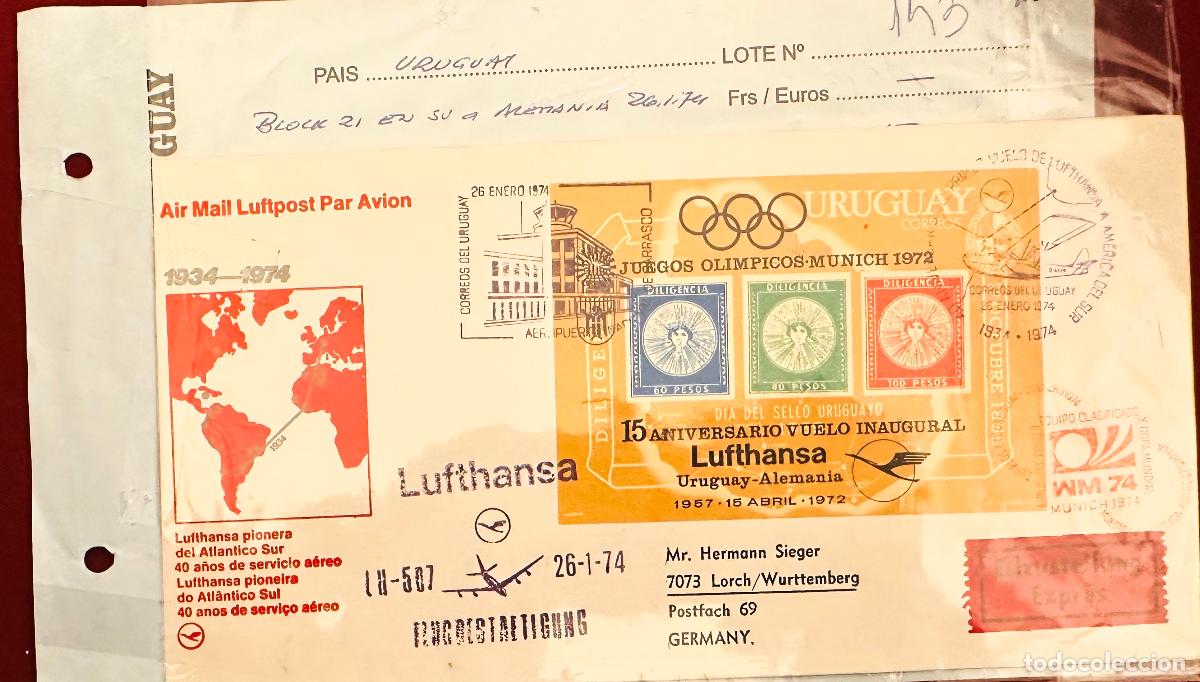 Selos: CMI) 1974. URUGUAY. WORLD MAP AND OLYMPIC GAMES. SHIPPED TO GERMANY. XF