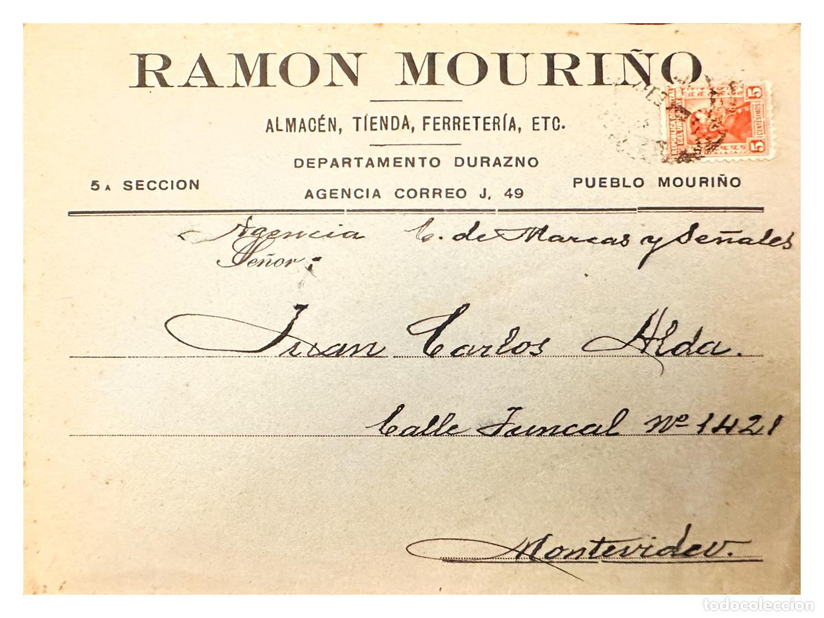 Selos: CMI) 1917. URUGUAY. PORTRAIT OF JOAQUIN SUAREZ WITH OVERPRINT. DOMESTIC MAIL. XF