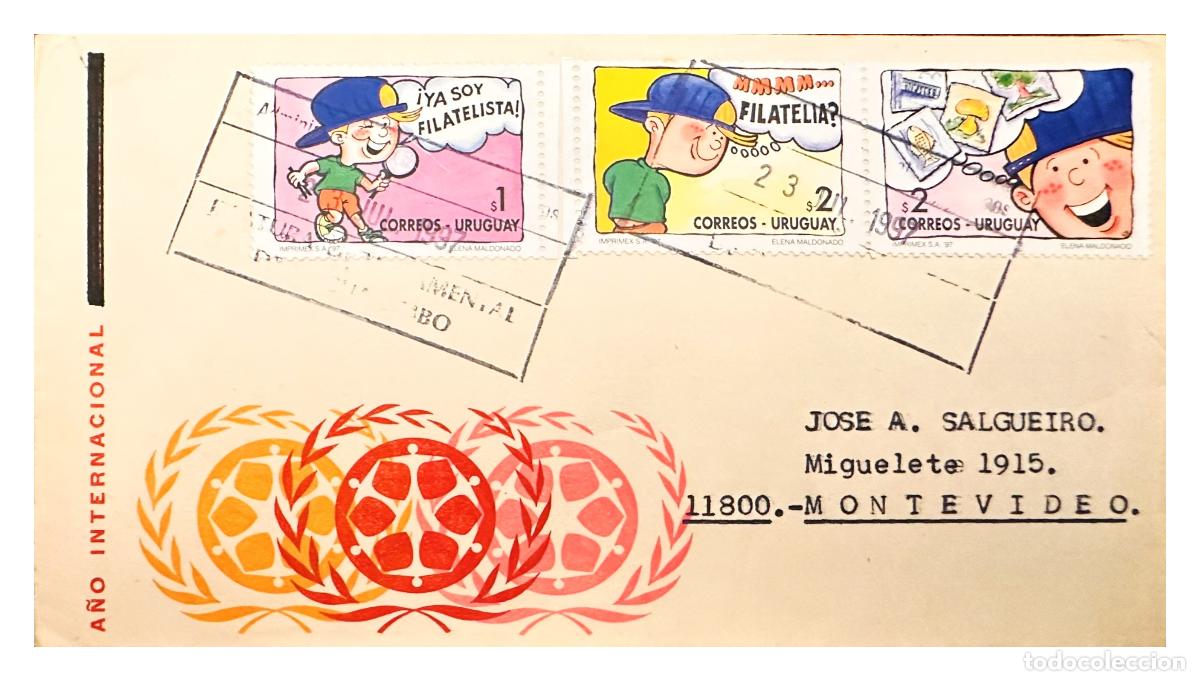 Selos: CMI) 1997. URUGUAY. CHILDREN PHILATELISTS ILLUSTRATION. DOMESTIC MAIL. XF