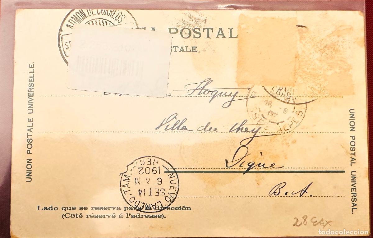 Sellos: CMI) 1902. MEXICO. POSTCARD. BACK SIDE OF POSTAL PIECE SHIPPED TO FRANCE XF
