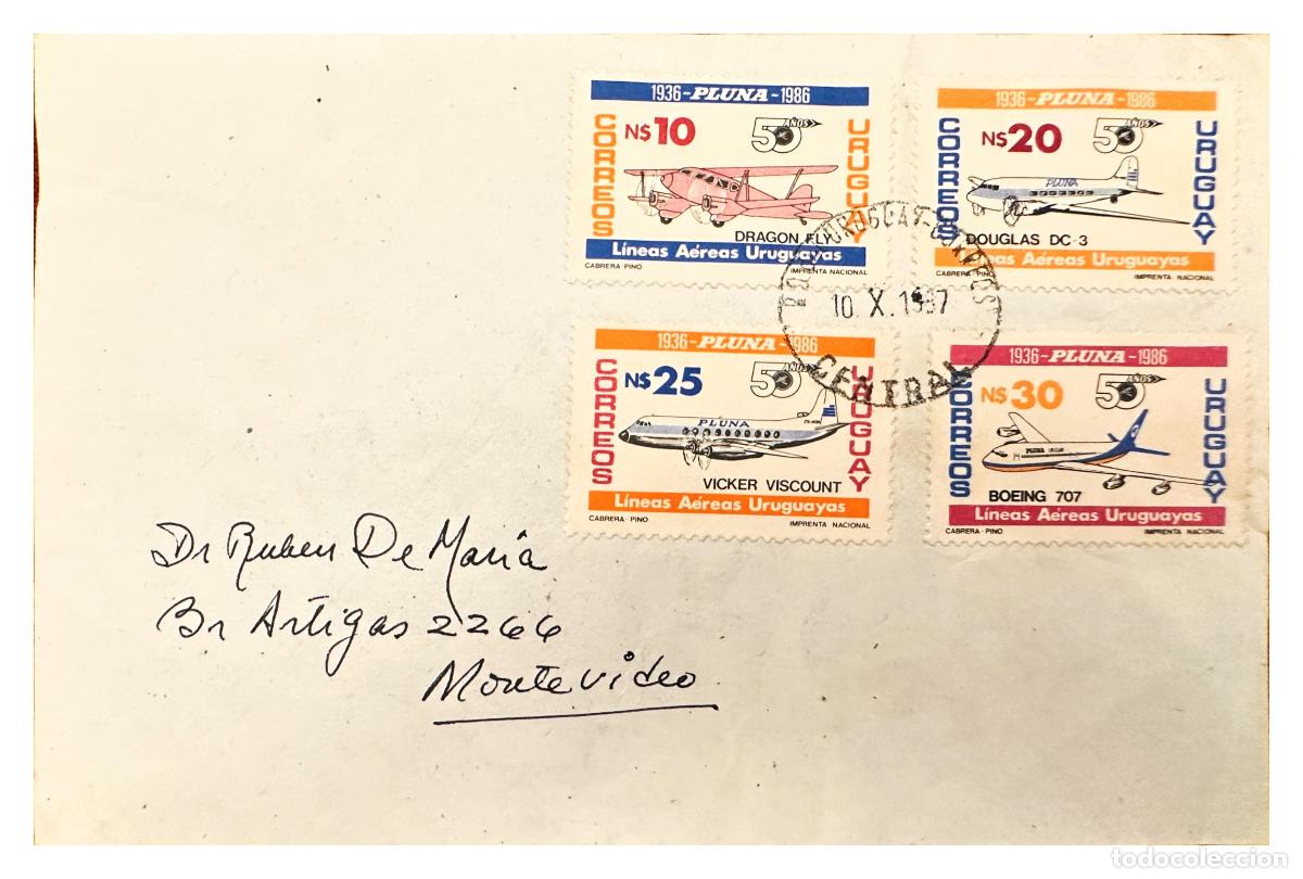 Selos: CMI) 1986. URUGUAY. PLUNA AIRLINES AIRPLANES. FDC. DOMESTIC MAIL. XF