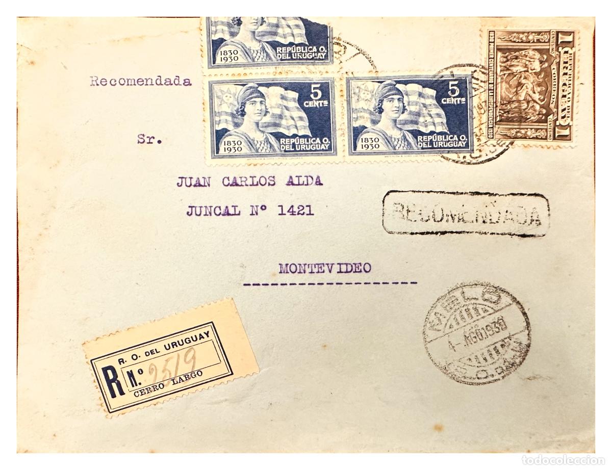 Selos: CMI) 1930. URUGUAY. CENTENARY OF INDEPENDENCE. FDC. DOMESTIC MAIL. XF