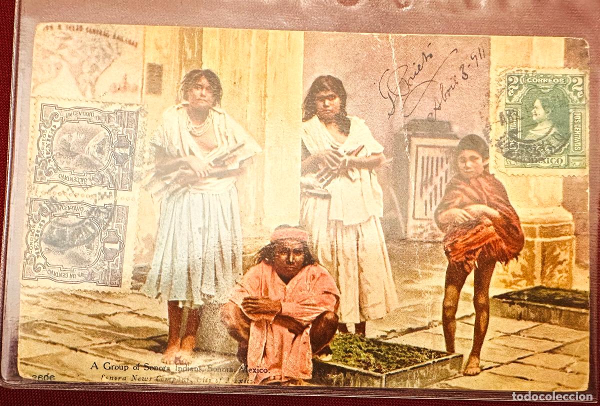 Timbres: CMI) 1911. MEXICO. POSTCARD. INDIANS OF SONORA AND HIDALGO DOMESTIC MAIL XF