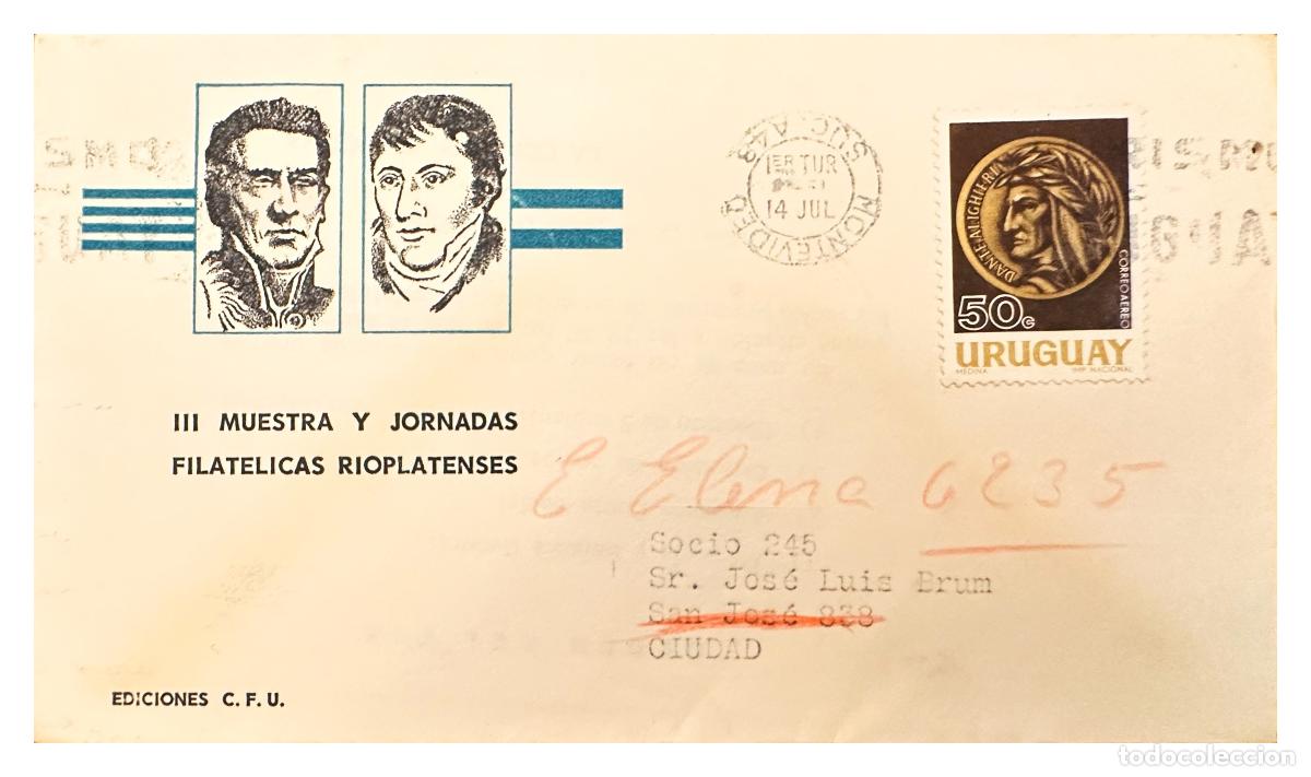 Timbres: CMI) 1965. URUGUAY. PORTRAIT OF DANTE ALIGHIERI IN BROWN COLOR DOMESTIC MAIL XF