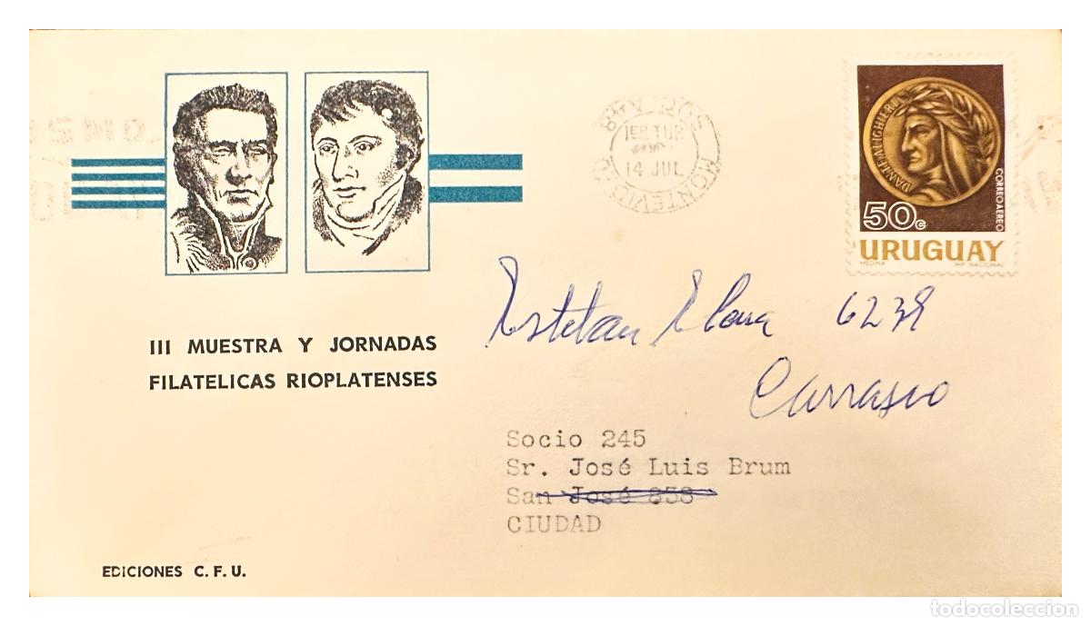 Timbres: CMI) 1965. URUGUAY. PORTRAIT OF DANTE ALIGHIERI. DOMESTIC MAIL. XF