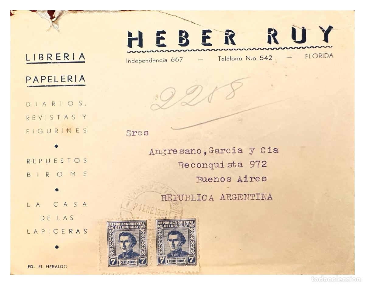 Timbres: CMI) 1951. URUGUAY. BLUE PORTRAITS OF JOSE PEDRO VARELA SHIPPED TO ARGENTINA XF