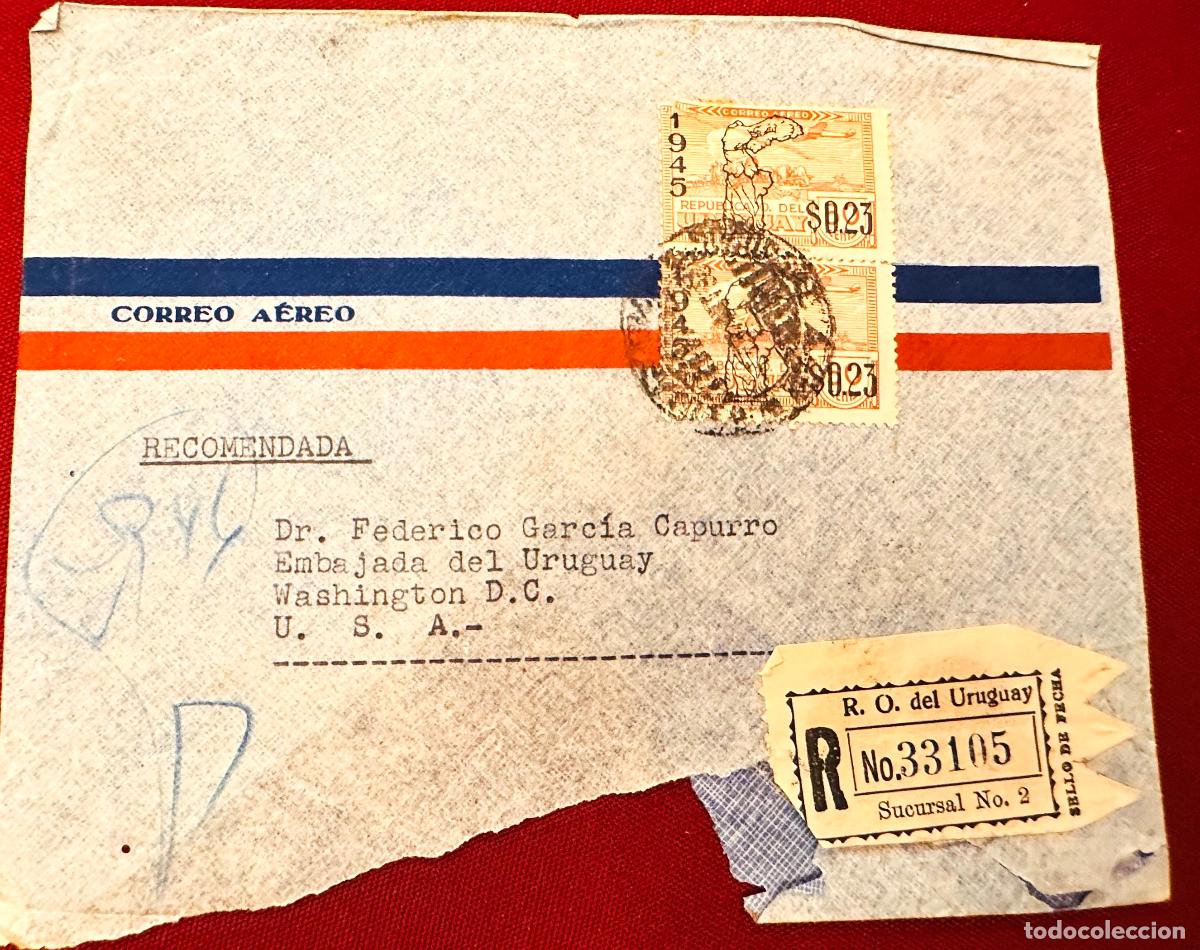 Timbres: CMI) 1945. URUGUAY. MAP OF URUGUAY IN AIR MAIL ISSUE. SHIPPED TO THE USA. XF