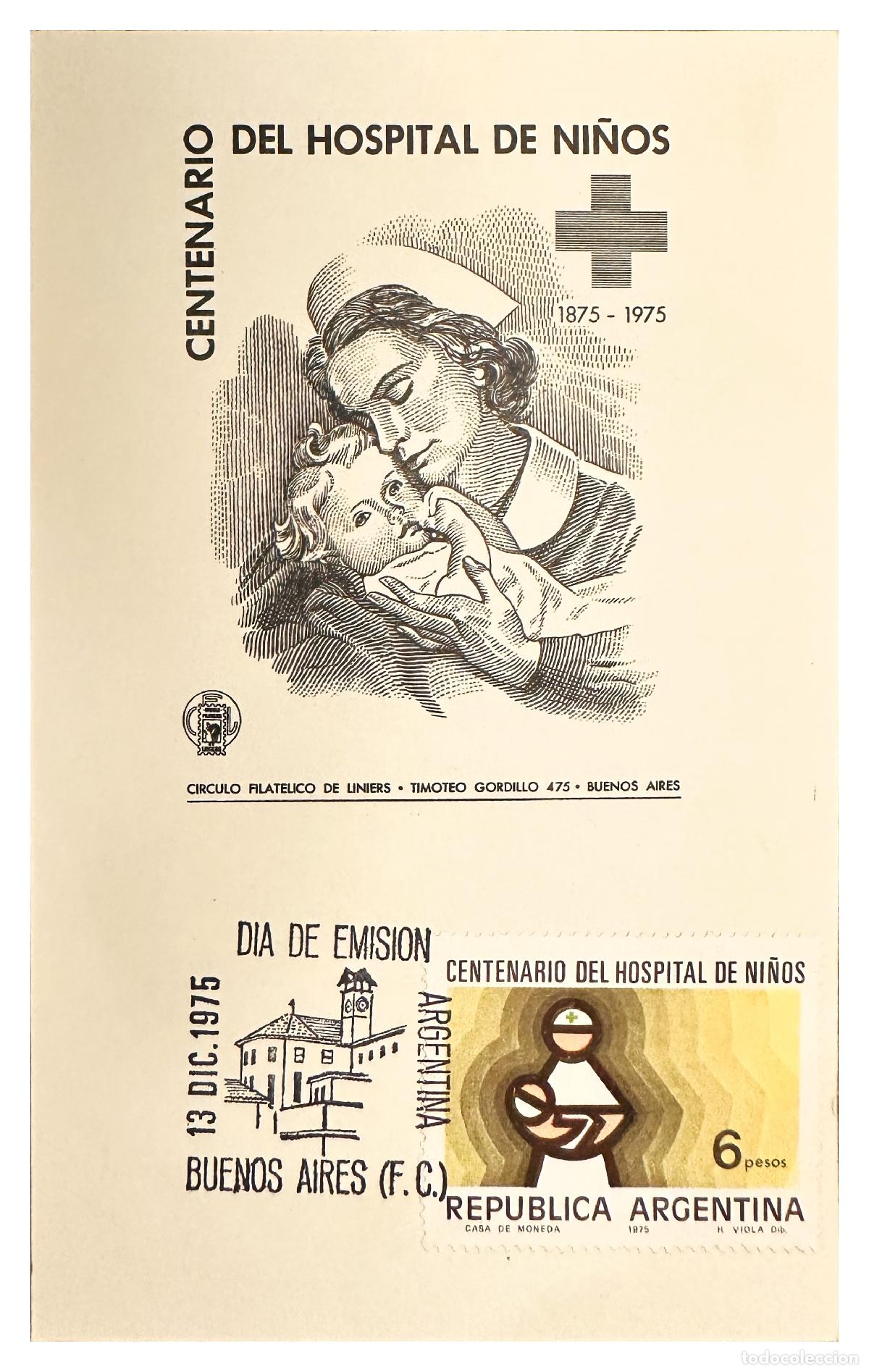 Timbres: CMI) 1975. ARGENTINA. FDC. HOSPITAL FA&Ccedil;ADE REPRODUCTION. DOMESTIC MAIL. XF