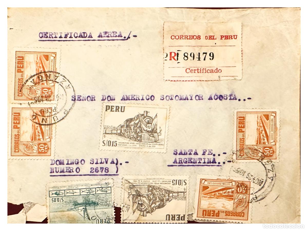 Timbres: CMI) 1951. PERU. LOCOMOTIVE AND RAILWAY INAUGURATION SHIPPED TO ARGENTINA XF