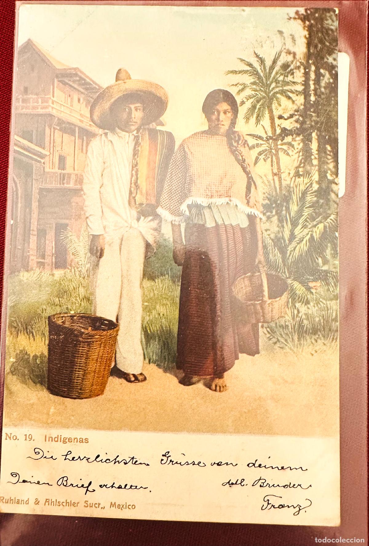 Timbres: CMI) 1910 MEXICO POSTCARD INDIGENOUS PEOPLE AND PALM TREE NO STAMP DOMESTIC XF