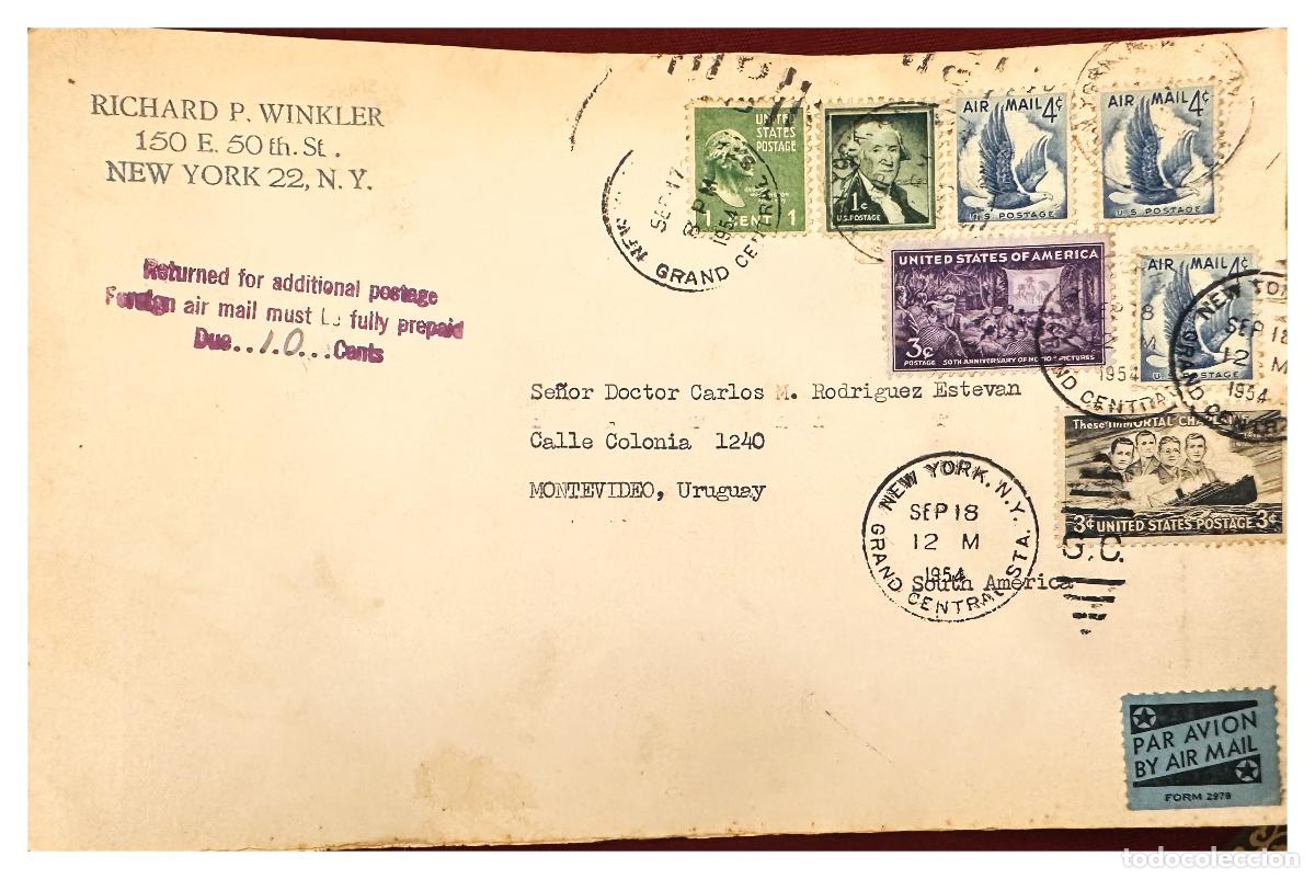 Timbres: CMI) 1954. USA. THEATRE REPRODUCTION AND ALLEGORICAL IMAGES TO URUGUAY XF