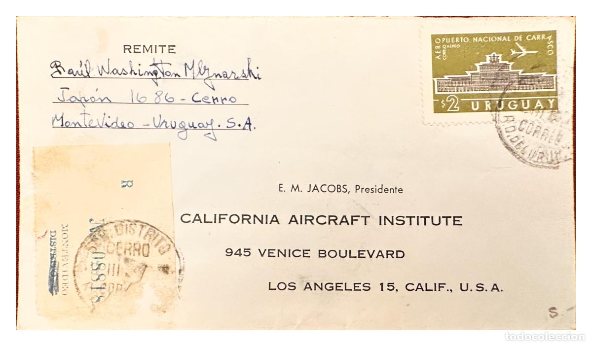 Timbres: CMI) 1966. URUGUAY. ETCHING OF BUILDING WITH IN FLIGHT PLANE. SHIPPED TO USA. XF