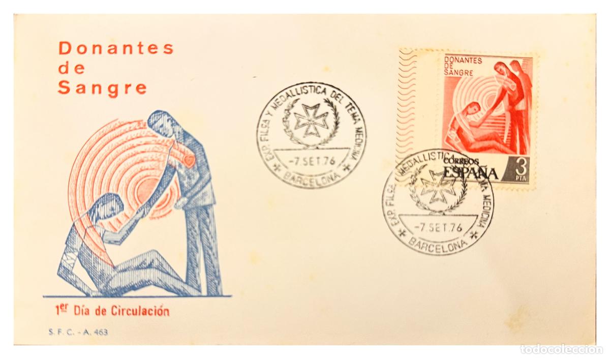Timbres: CMI) 1976. SPAIN. FDC. BLOOD DONORS SCENE REPRODUCTION DOMESTIC MAIL XF