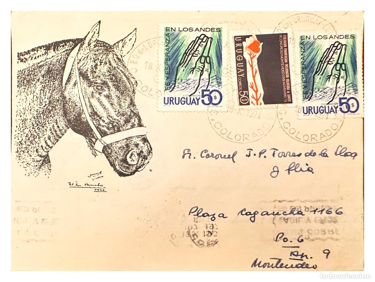 Timbres: CMI) 1973. URUGUAY. PRAYING HANDS IN THE ANDES AND BLOOD DOMESTIC MAIL XF