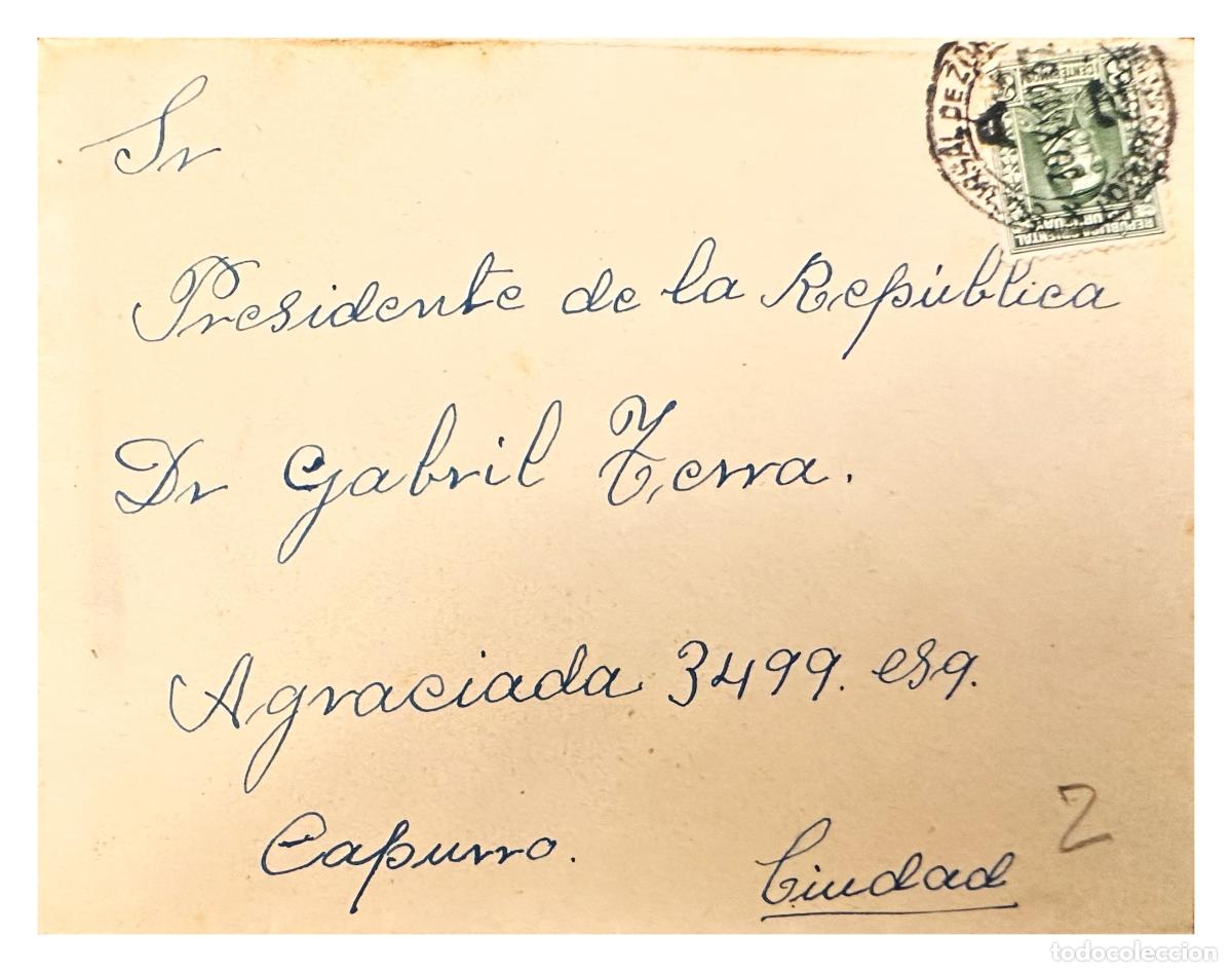 Timbres: CMI) 1930. URUGUAY. SINGLE PORTRAIT OF JOAQUIN SUAREZ DOMESTIC MAIL XF