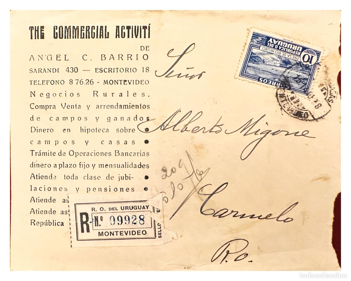 Francobolli: CMI) 1938. URUGUAY. RIO NEGRO DAM LANDSCAPE IN BLUE COLOR DOMESTIC MAIL XF