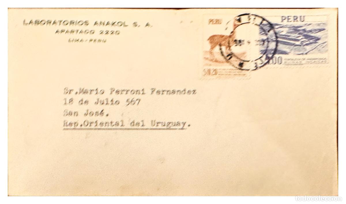 Timbres: CMI) 1955. PERU. PAIR BULL FAUNA IMAGE IN BROWN COLOR SHIPPED TO URUGUAY XF
