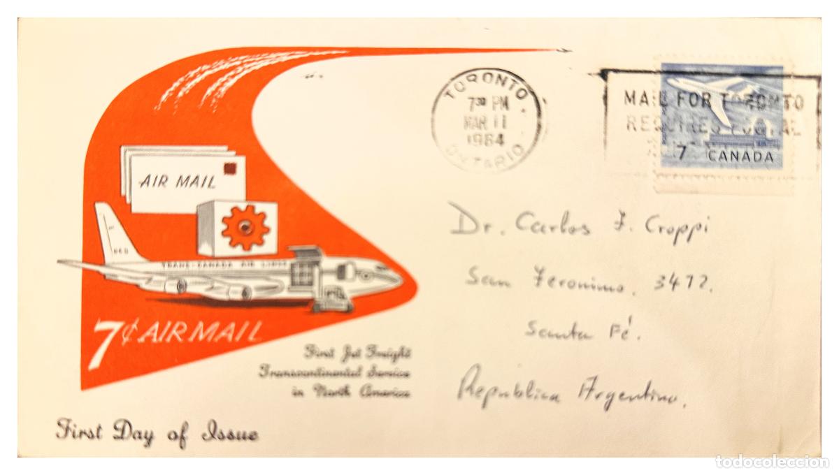 Timbres: CMI) 1964. CANADA. FDC. TRANSPORT AIRPLANE ILLUSTRATION SHIPPED TO ARGENTINA XF