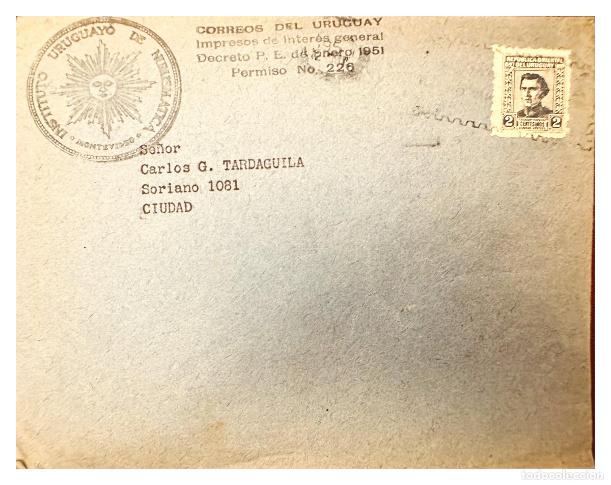 Timbres: CMI) 1951. URUGUAY. SINGLE PORTRAIT OF JOAQUIN SUAREZ. DOMESTIC MAIL. XF