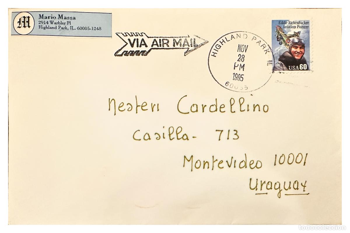 Timbres: CMI) 1995. USA. PORTRAIT OF EDDIE RICKENBACKER WITH AIRPLANE TO URUGUAY XF