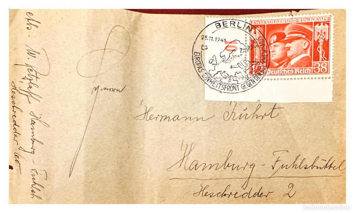 Timbres: CMI) 1941 GERMANY PORTRAITS OF ADOLF HITLER AND BENITO MUSSOLINI DOMESTIC MAIL XF