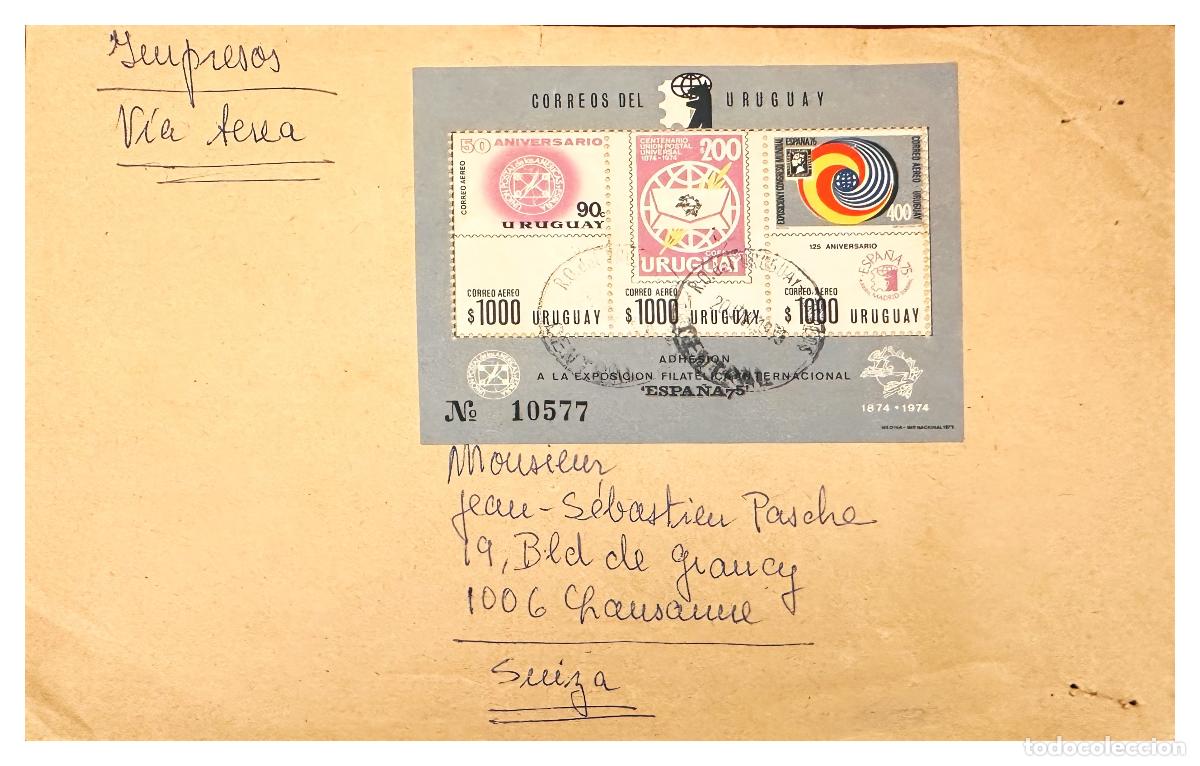 Timbres: CMI) 1974. URUGUAY. SOUVENIR SHEET OF POSTAL UNION CENTENARY TO SWITZERLAND XF