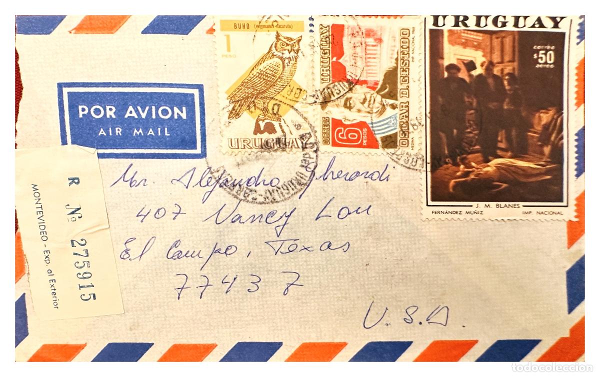 Timbres: CMI) 1968. URUGUAY. OWL BIRD AND PORTRAIT OF GESTIDO SHIPPED TO THE USA XF