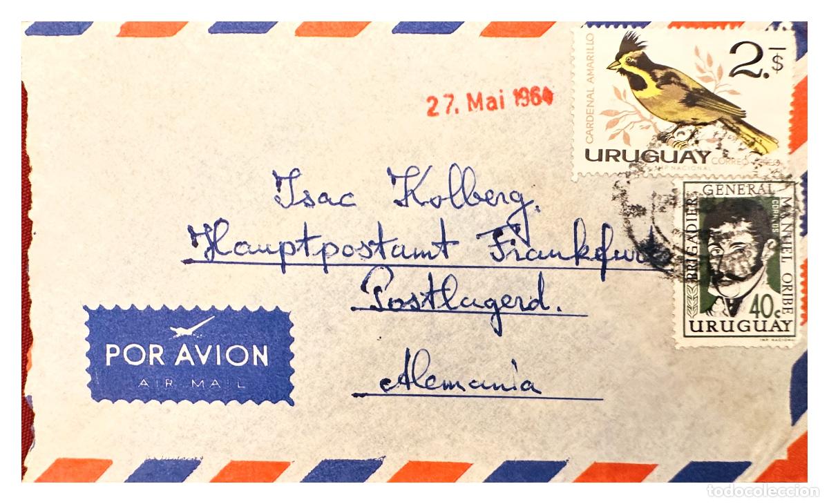 Timbres: CMI) 1960. URUGUAY. YELLOW CARDINAL BIRD AND MANUEL ORIBE TO GERMANY XF