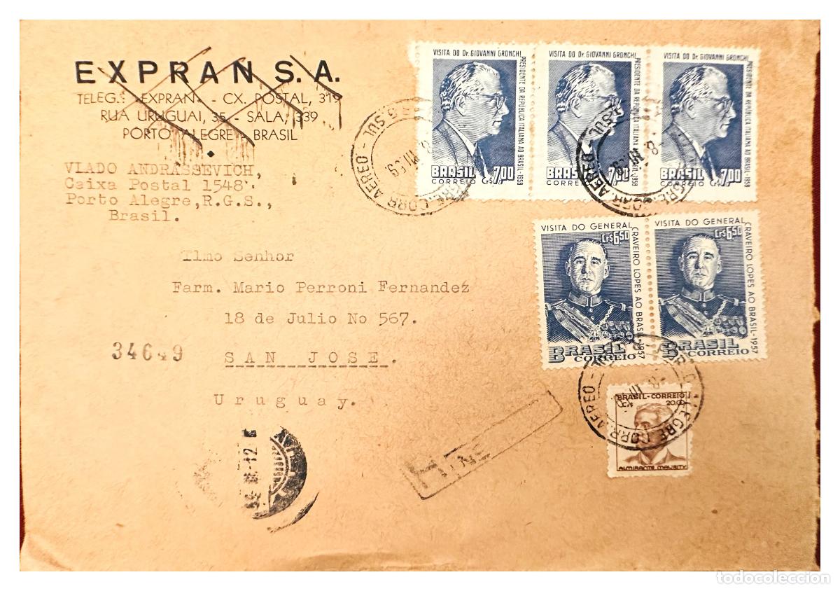 Francobolli: CMI) 1958 BRAZIL PRESIDENTS GRONCHI AND CRAVEIRO LOPES TO URUGUAY XF