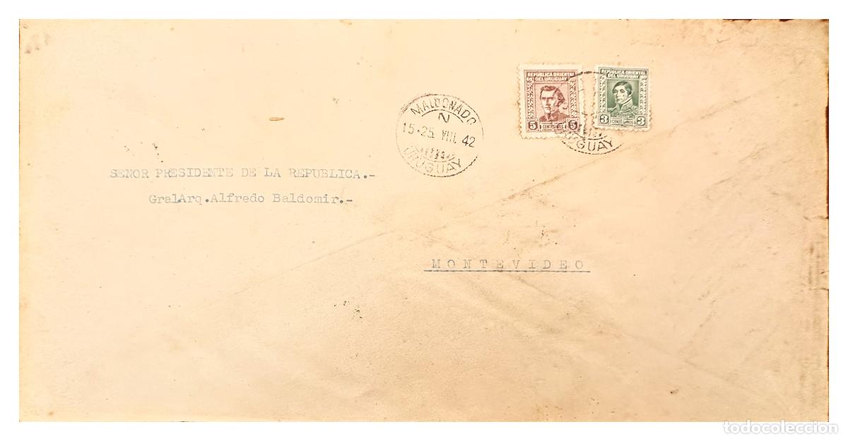 Francobolli: CMI) 1942. URUGUAY. REPETITION OF SUAREZ PORTRAITS ISSUE DOMESTIC MAIL XF