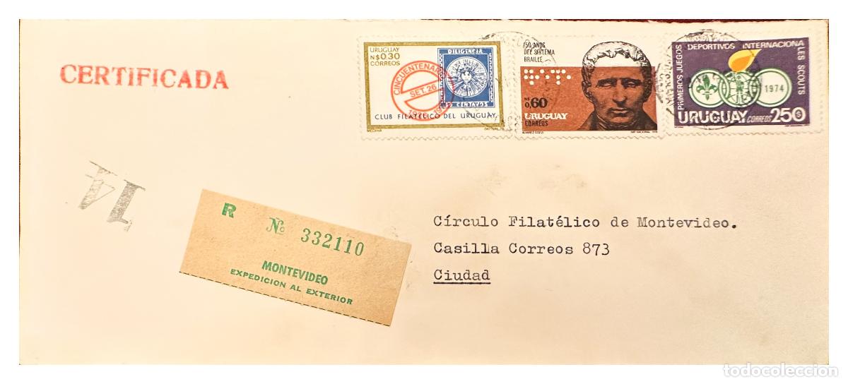 Sellos: CMI) 1974. URUGUAY. BRAILLE PORTRAIT AND SCOUT SYMBOL ISSUE DOMESTIC MAIL XF