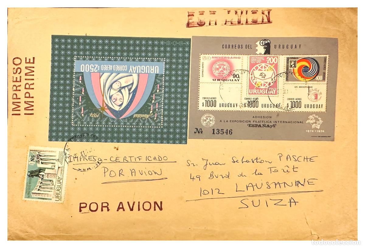 Francobolli: CMI) 1974 URUGUAY CHRISTMAS WITH VIRGIN AND CHILD SHIPPED TO SWITZERLAND XF