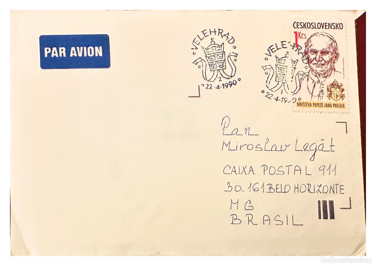 Timbres: CMI) 1990. CZECHOSLOVAKIA. PORTRAIT OF POPE JOHN PAUL II SHIPPED TO BRAZIL XF