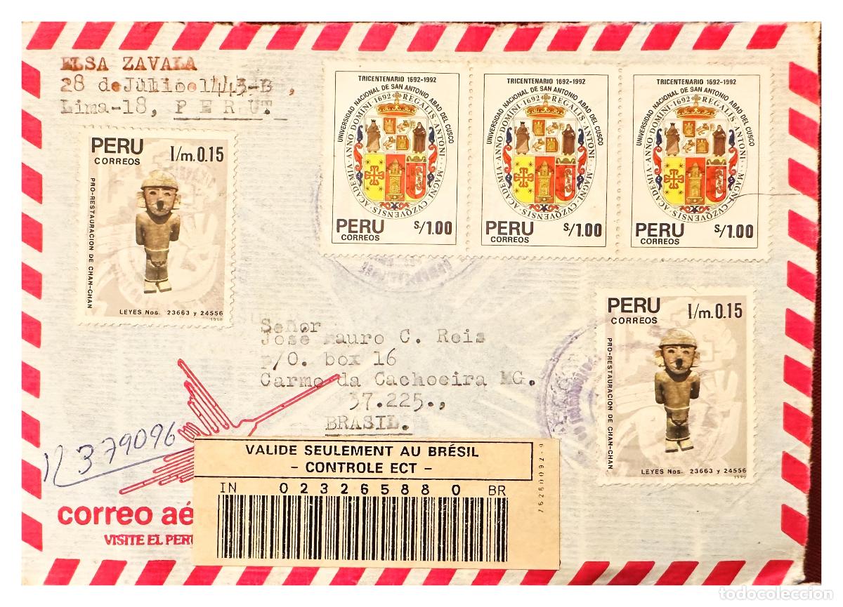 Timbres: CMI) 1992. PERU. ARCHAEOLOGY FIGURE OF CHAN CHAN AND SHIELDS SHIPPED TO BRAZIL XF