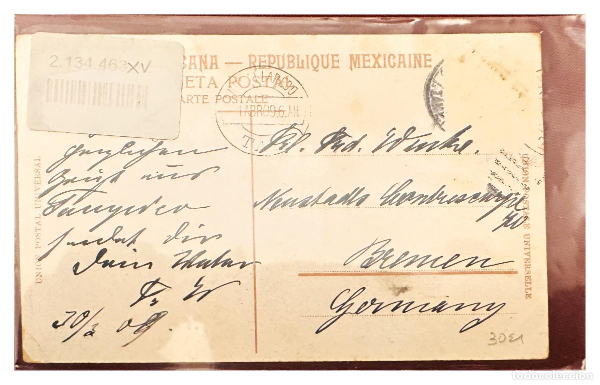 Timbres: CMI) 1909. MEXICO. POSTCARD. WRITTEN BACK SIDE SHIPPED TO GERMANY XF