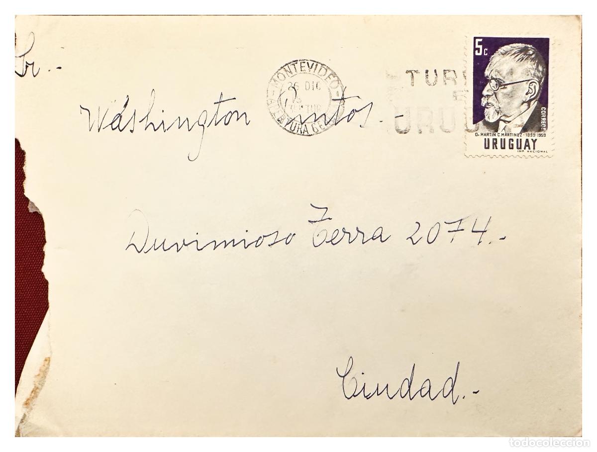 Timbres: CMI) 1959 URUGUAY PORTRAIT OF MARTIN C MARTINEZ IN PURPLE COLOR DOMESTIC MAIL XF