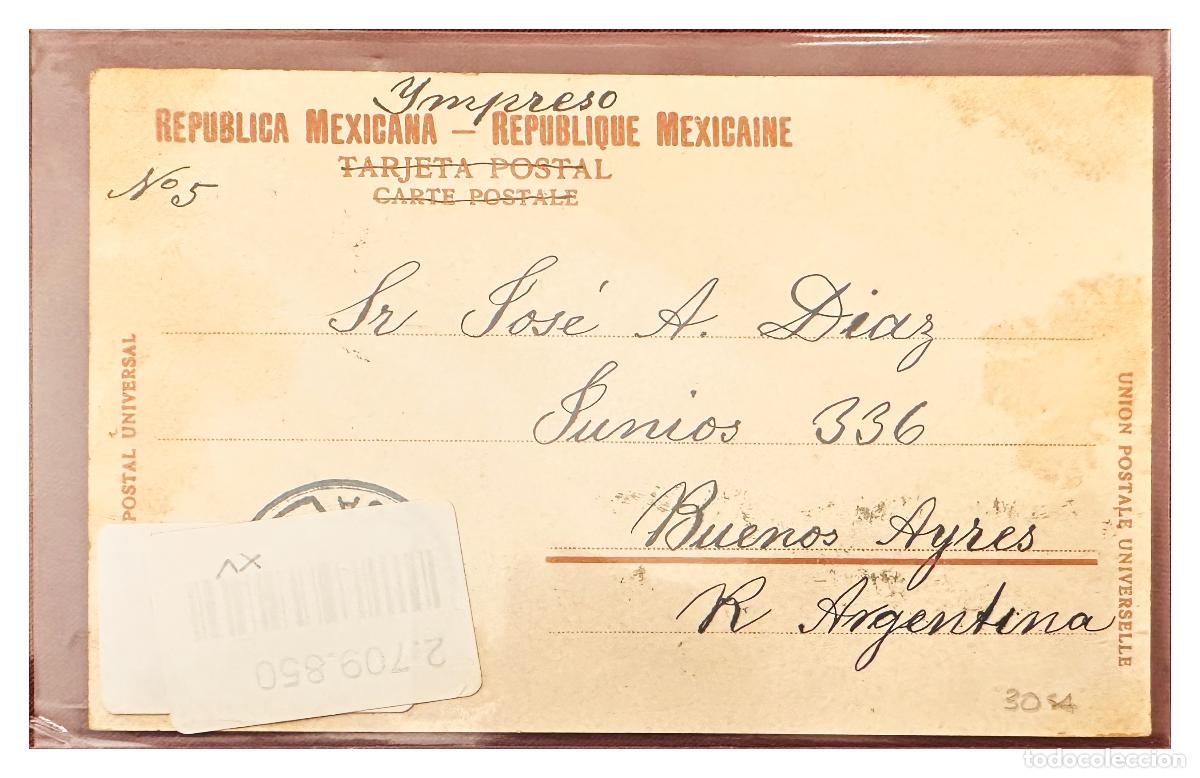 Stamps: CMI) 1937. MEXICO. POSTCARD. FRONT SIDE NO STAMP WITH TEXT TO ARGENTINA XF