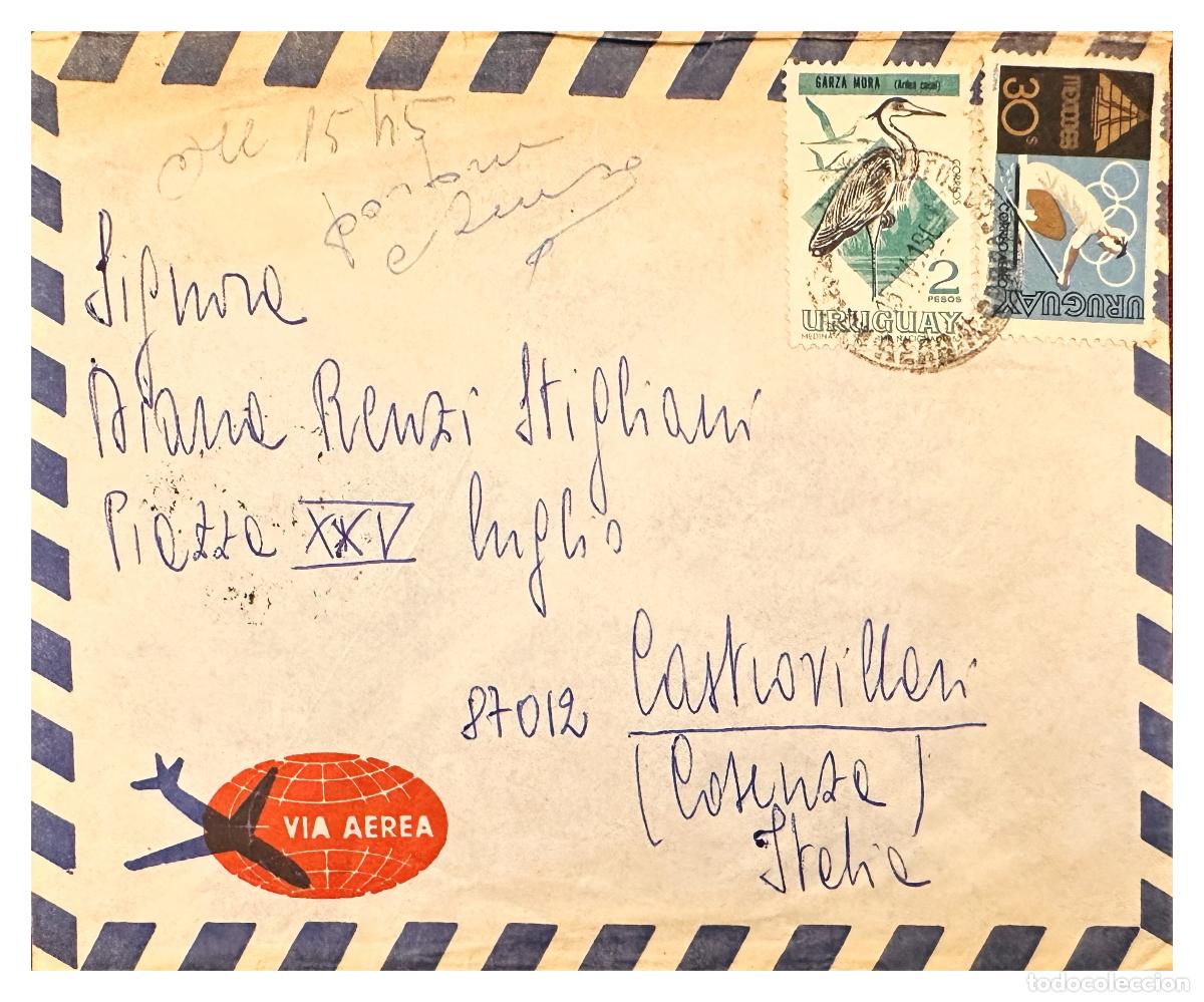 Stamps: CMI) 1968. URUGUAY. GARZA MORA BIRD FAUNA AND OLYMPIC GYMNAST SHIPPED ITALY XF