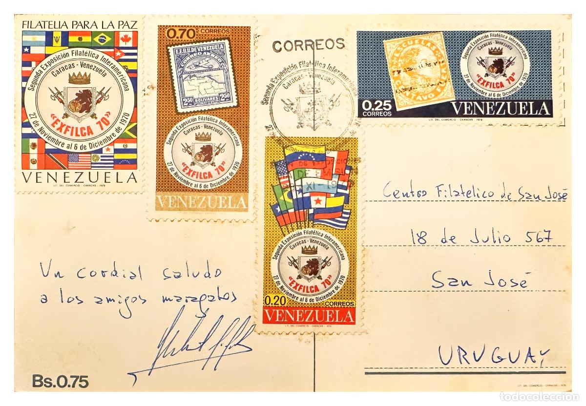 Stamps: CMI) 1970. VENEZUELA. EXFILCA SEVENTY EXHIBITION SOUVENIR SHEET TO URUGUAY XF