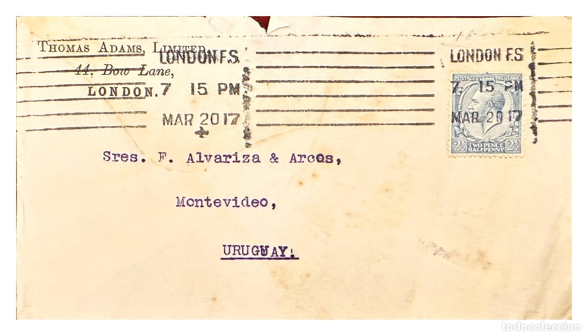 Stamps: CMI) 1917. UK. SINGLE PORTRAIT OF KING GEORGE V SHIPPED TO URUGUAY XF