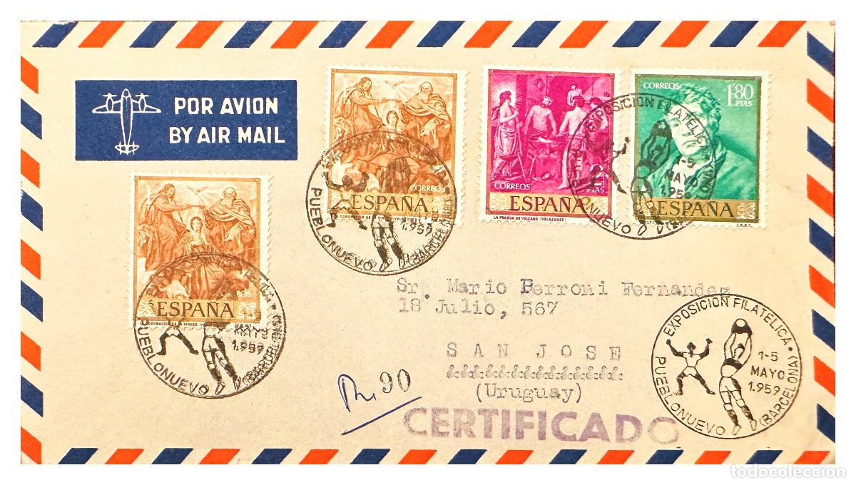 Stamps: CMI) 1959. SPAIN. VELAZQUEZ ARTWORKS REPRODUCTION SHIPPED TO URUGUAY XF